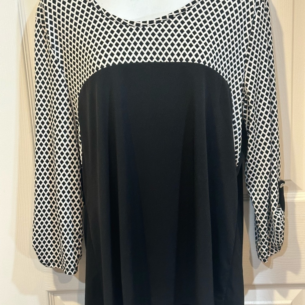 Susan Lawrence women’s black & white stretch tunic size XL - Picture 2 of 12